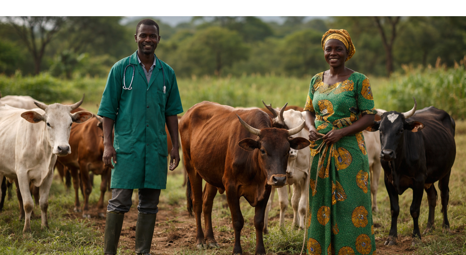 African farmers with cattle